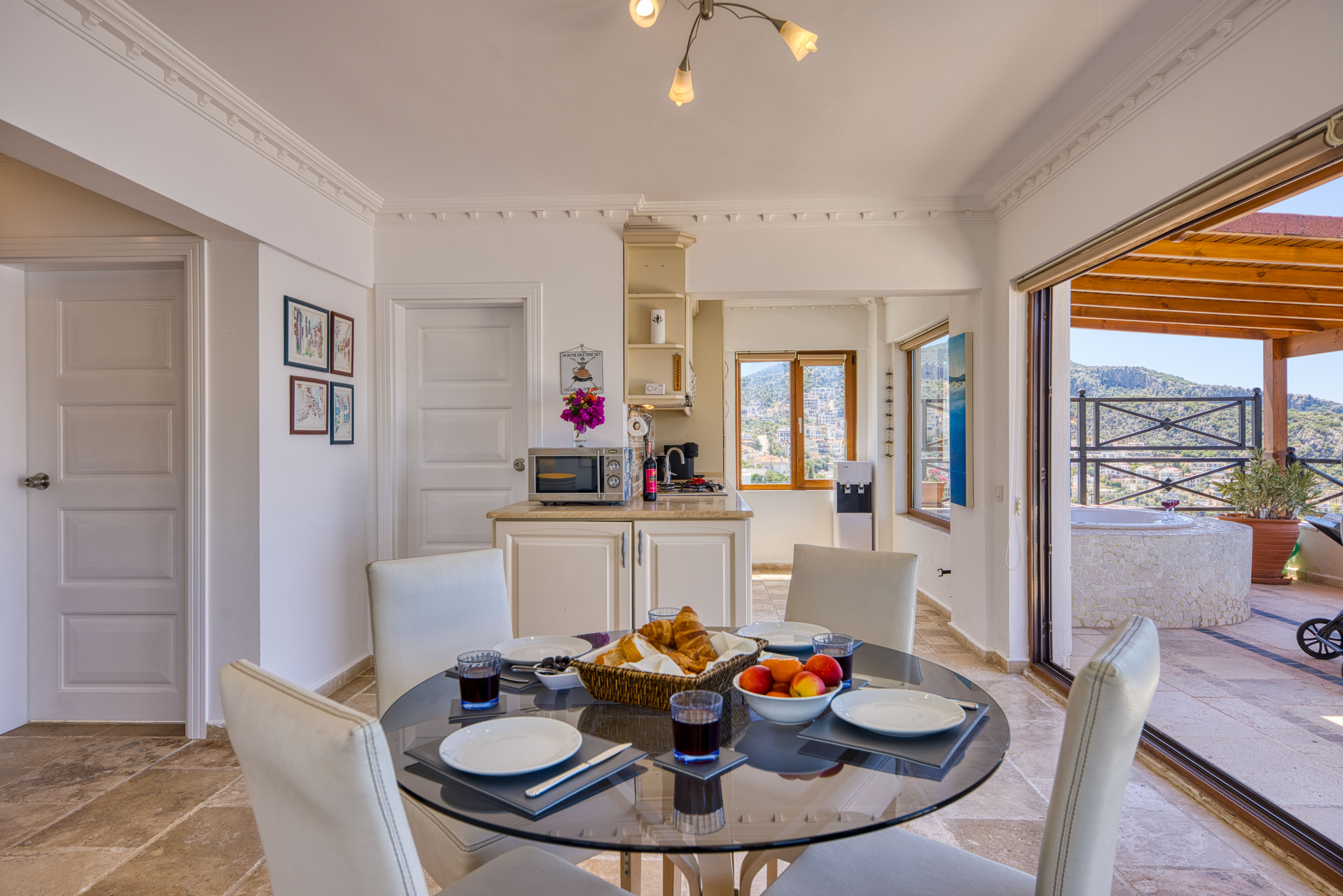 Open-plan living space with sea views.