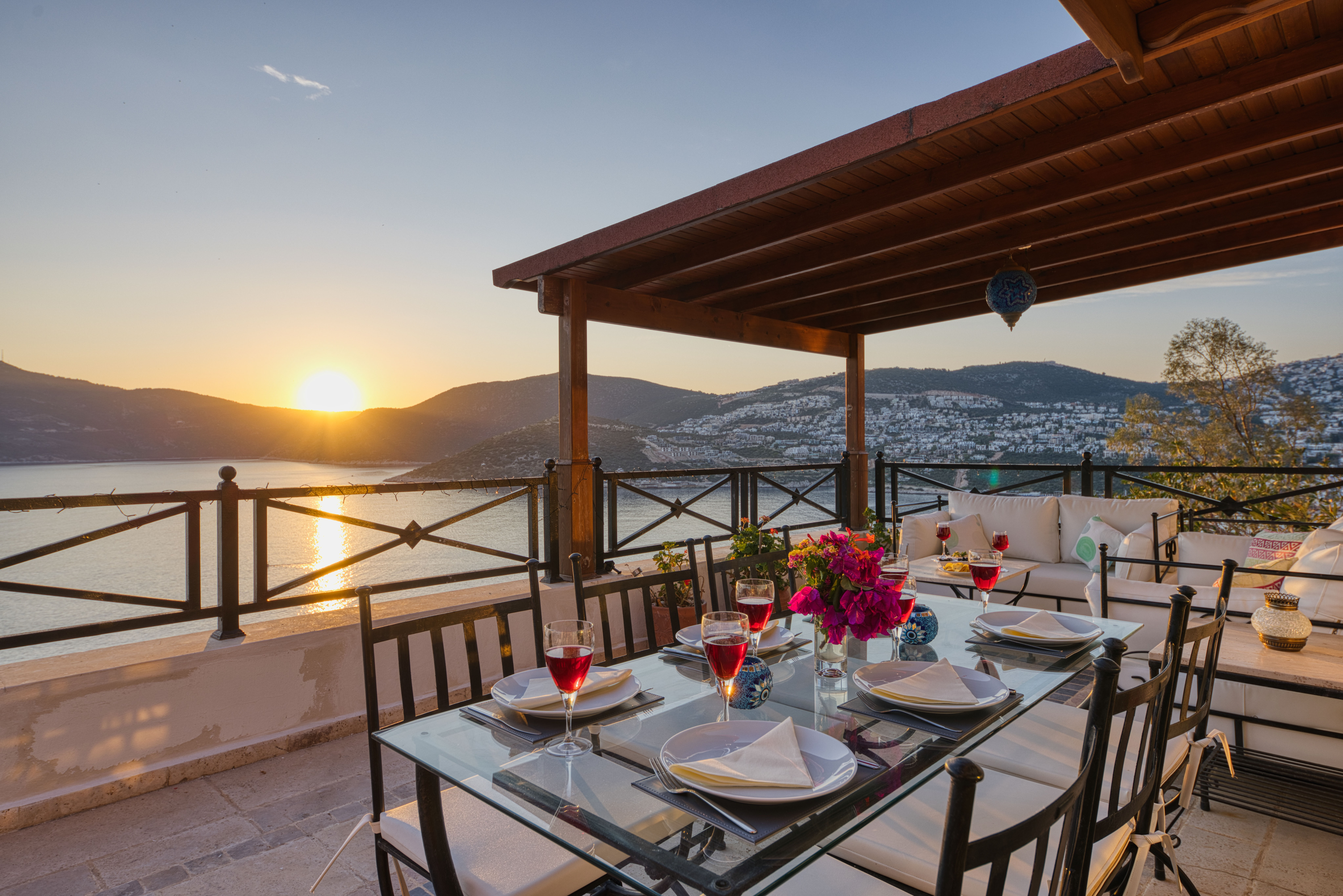 Dining area on the balcony with beautiful bay view